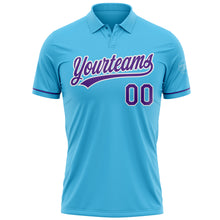 Load image into Gallery viewer, Custom Sky Blue Purple-White Performance Vapor Golf Polo Shirt