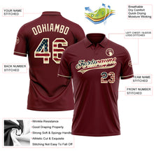 Load image into Gallery viewer, Custom Burgundy Vintage USA Flag-Cream Performance Vapor Golf Polo Shirt