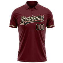 Load image into Gallery viewer, Custom Burgundy Black-City Cream Performance Vapor Golf Polo Shirt