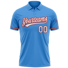 Load image into Gallery viewer, Custom Powder Blue White-Red Performance Vapor Golf Polo Shirt
