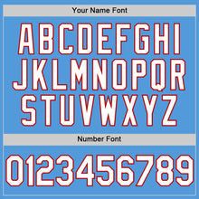 Load image into Gallery viewer, Custom Powder Blue White-Red Performance Vapor Golf Polo Shirt