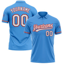 Load image into Gallery viewer, Custom Powder Blue White-Red Performance Vapor Golf Polo Shirt