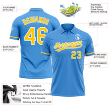 Load image into Gallery viewer, Custom Powder Blue Yellow-White Performance Vapor Golf Polo Shirt