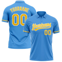 Load image into Gallery viewer, Custom Powder Blue Yellow-White Performance Vapor Golf Polo Shirt