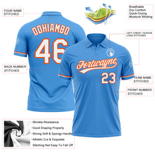 Load image into Gallery viewer, Custom Powder Blue White-Orange Performance Vapor Golf Polo Shirt