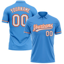 Load image into Gallery viewer, Custom Powder Blue White-Orange Performance Vapor Golf Polo Shirt