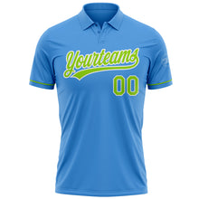 Load image into Gallery viewer, Custom Powder Blue Neon Green-White Performance Vapor Golf Polo Shirt