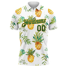 Load image into Gallery viewer, Custom White Kelly Green-Gold 3D Pattern Design Pineapples Performance Golf Polo Shirt
