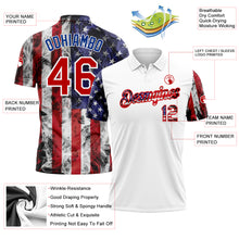 Load image into Gallery viewer, Custom White Red-Royal 3D American Flag Performance Golf Polo Shirt
