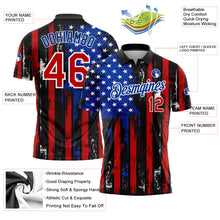Load image into Gallery viewer, Custom Black Red-Royal 3D Distressed American Flag Performance Golf Polo Shirt