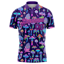 Load image into Gallery viewer, Custom Purple Pink 3D Pattern Design Magic Mushrooms Psychedelic Hallucination Performance Golf Polo Shirt