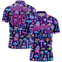Load image into Gallery viewer, Custom Purple Pink 3D Pattern Design Magic Mushrooms Psychedelic Hallucination Performance Golf Polo Shirt