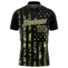 Load image into Gallery viewer, Custom Camo Olive-Cream 3D American Flag Performance Salute To Service Golf Polo Shirt