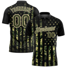 Load image into Gallery viewer, Custom Camo Olive-Cream 3D American Flag Performance Salute To Service Golf Polo Shirt