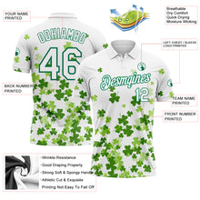 Load image into Gallery viewer, Custom White Kelly Green 3D Pattern Design St.Patrick's Day Performance Golf Polo Shirt