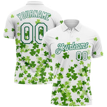 Load image into Gallery viewer, Custom White Kelly Green 3D Pattern Design St.Patrick's Day Performance Golf Polo Shirt