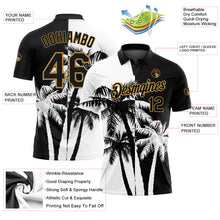 Load image into Gallery viewer, Custom Black White-Old Gold 3D Pattern Design Hawaii Coconut Trees Performance Golf Polo Shirt