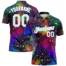 Load image into Gallery viewer, Custom Galactic White-Light Blue 3D Performance Golf Polo Shirt