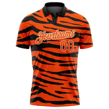 Load image into Gallery viewer, Custom Orange Cream-Black 3D Pattern Design Tiger Print Performance Golf Polo Shirt