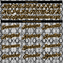 Load image into Gallery viewer, Custom Black Old Gold 3D Pattern Design Snakeskin Performance Golf Polo Shirt