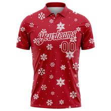 Load image into Gallery viewer, Custom Red White 3D Christmas Snowflakes Performance Golf Polo Shirt