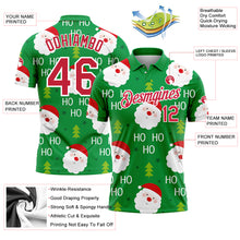 Load image into Gallery viewer, Custom Kelly Green Red-White 3D Christmas Santa Claus Performance Golf Polo Shirt