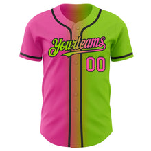 Load image into Gallery viewer, Custom Neon Green Pink-Black Authentic Gradient Fashion Baseball Jersey
