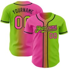 Load image into Gallery viewer, Custom Neon Green Pink-Black Authentic Gradient Fashion Baseball Jersey