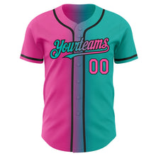 Load image into Gallery viewer, Custom Aqua Pink-Black Authentic Gradient Fashion Baseball Jersey