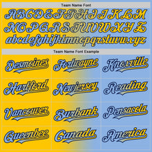 Load image into Gallery viewer, Custom Light Blue Yellow-Navy Authentic Gradient Fashion Baseball Jersey
