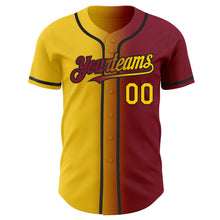 Load image into Gallery viewer, Custom Crimson Yellow-Black Authentic Gradient Fashion Baseball Jersey