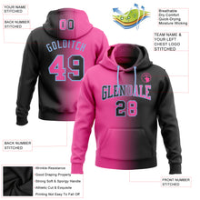 Load image into Gallery viewer, Custom Stitched Black Pink-Light Blue Gradient Fashion Sports Pullover Sweatshirt Hoodie