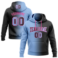 Load image into Gallery viewer, Custom Stitched Black Light Blue-Pink Gradient Fashion Sports Pullover Sweatshirt Hoodie