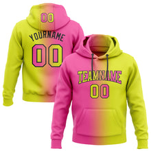 Load image into Gallery viewer, Custom Stitched Neon Yellow Pink-Black Gradient Fashion Sports Pullover Sweatshirt Hoodie