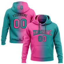 Load image into Gallery viewer, Custom Stitched Teal Pink-Black Gradient Fashion Sports Pullover Sweatshirt Hoodie