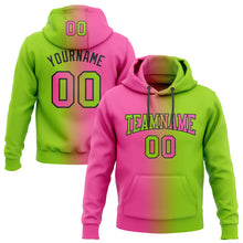 Load image into Gallery viewer, Custom Stitched Neon Green Pink-Black Gradient Fashion Sports Pullover Sweatshirt Hoodie