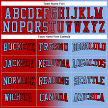 Load image into Gallery viewer, Custom Stitched Light Blue Red-Black Gradient Fashion Sports Pullover Sweatshirt Hoodie