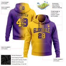 Load image into Gallery viewer, Custom Stitched Purple Yellow-Black Gradient Fashion Sports Pullover Sweatshirt Hoodie