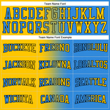 Load image into Gallery viewer, Custom Stitched Powder Blue Yellow-Black Gradient Fashion Sports Pullover Sweatshirt Hoodie