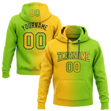 Load image into Gallery viewer, Custom Stitched Neon Green Yellow-Black Gradient Fashion Sports Pullover Sweatshirt Hoodie