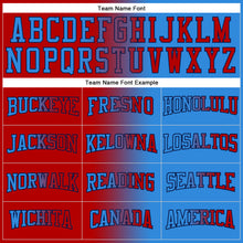 Load image into Gallery viewer, Custom Stitched Powder Blue Red-Navy Gradient Fashion Sports Pullover Sweatshirt Hoodie