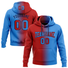 Load image into Gallery viewer, Custom Stitched Powder Blue Red-Navy Gradient Fashion Sports Pullover Sweatshirt Hoodie