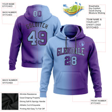 Load image into Gallery viewer, Custom Stitched Purple Light Blue-Black Gradient Fashion Sports Pullover Sweatshirt Hoodie