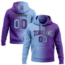 Load image into Gallery viewer, Custom Stitched Purple Light Blue-Black Gradient Fashion Sports Pullover Sweatshirt Hoodie