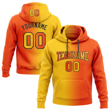 Load image into Gallery viewer, Custom Stitched Orange Yellow-Black Gradient Fashion Sports Pullover Sweatshirt Hoodie