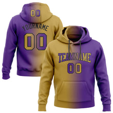 Load image into Gallery viewer, Custom Stitched Purple Old Gold-Black Gradient Fashion Sports Pullover Sweatshirt Hoodie