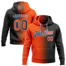 Load image into Gallery viewer, Custom Stitched Black Orange-Light Blue Gradient Fashion Sports Pullover Sweatshirt Hoodie