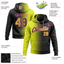 Load image into Gallery viewer, Custom Stitched Black Neon Yellow-Pink Gradient Fashion Sports Pullover Sweatshirt Hoodie