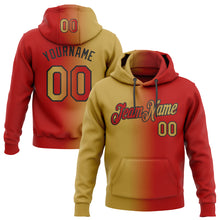 Load image into Gallery viewer, Custom Stitched Red Old Gold-Black Gradient Fashion Sports Pullover Sweatshirt Hoodie