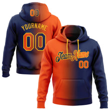 Load image into Gallery viewer, Custom Stitched Navy Orange-Gold Gradient Fashion Sports Pullover Sweatshirt Hoodie